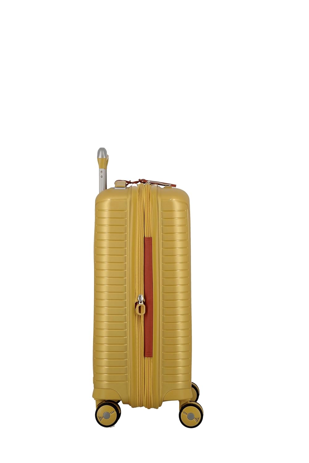 EVAE EV20 Metallic Yellow-Cabin-55cm Expandable Hardsided 8 Wheel Luggage with TSA Lock, Shoe Pouch, Wet Pouch, Laundry Bag and Silicone Name tag