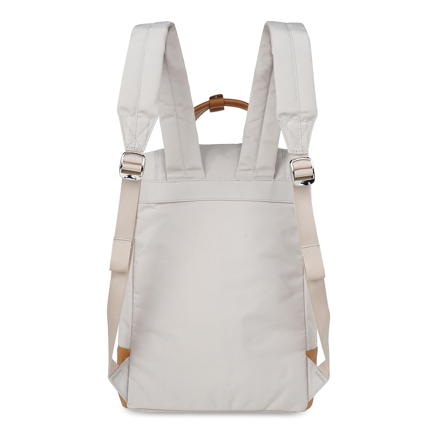 ft Dapper Beige backpack with Vegan Leather Trims, Eco Responsible fabric with one main compartment having padded Laptop section, Organizer, Pen holder and Premium Key holder.Unisex fashion Backpack.
