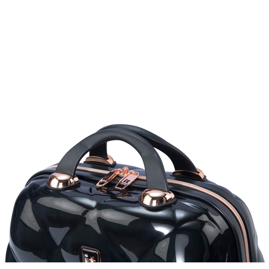 Vanity Case St Tropez -Black with Rose gold trimmings-14 inches Polycarbonate Hard sided Fashion Handbag for Women for Women-36cm Cosmetic Box