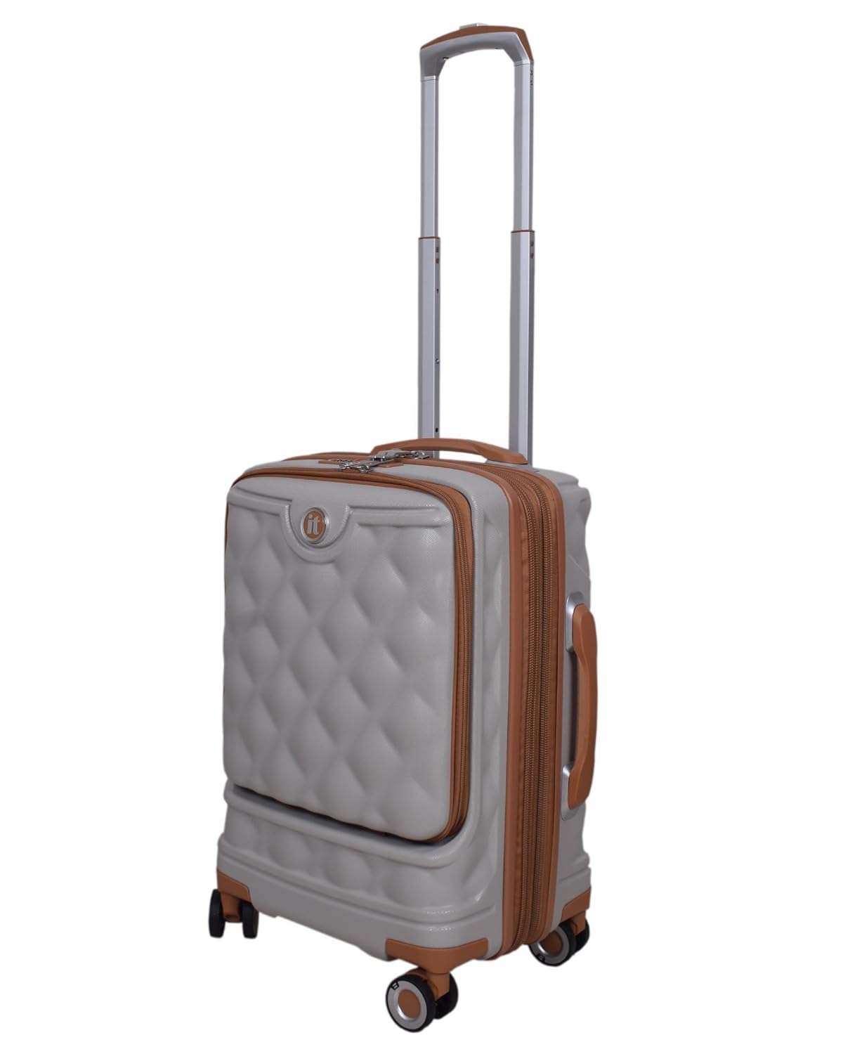 it luggage- Indulging-Light Grey-Cabin-20 inches-with Padded Laptop Section in The Front Expandable Hard Case Beautiful Interior Carry-on Luggage 8 Wheel Trolley Bag