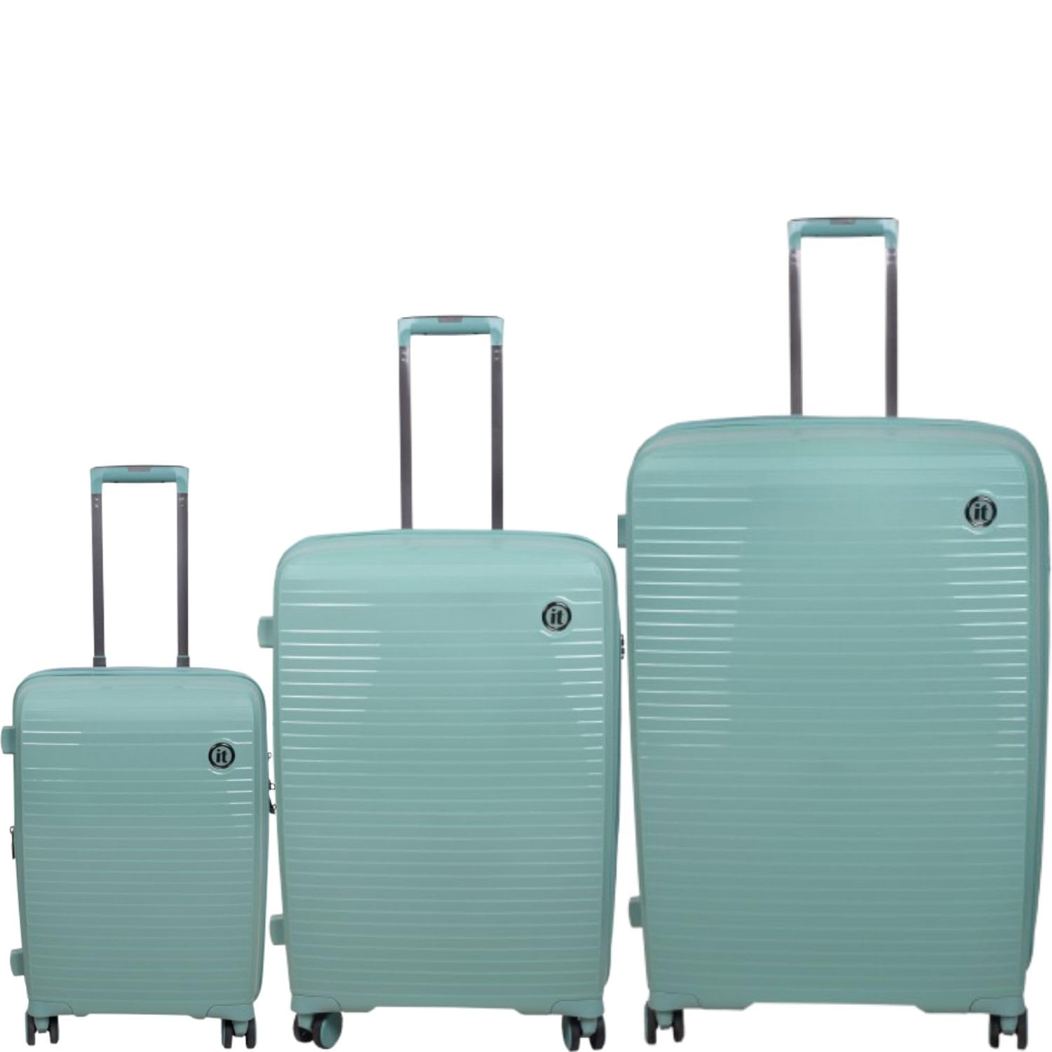 it luggage Spontaneous Green Set of 3-Large, Medium & Cabin-20,24,28 inches Expandable Anti-Theft Zipper Polypropylene Hardsided with TSA Lock 8 Wheel Trolley Bag