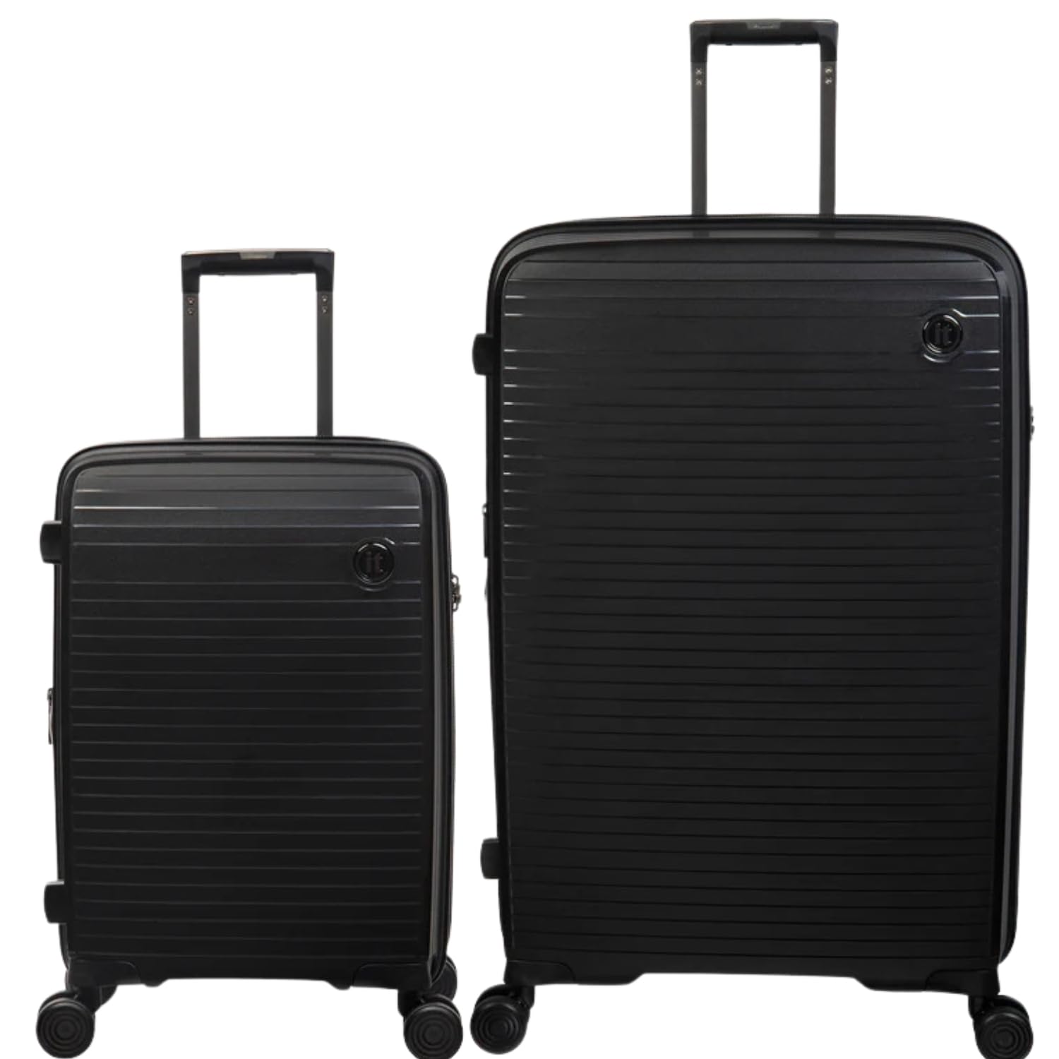 it luggage Spontaneous Black Set of 2- Large & Cabin-28 & 20 inches Carry-on & Check-in Luggage Expandable Anti-Theft Zipper Polypropylene Hardsided with TSA Lock 8 Wheel Trolley Bag