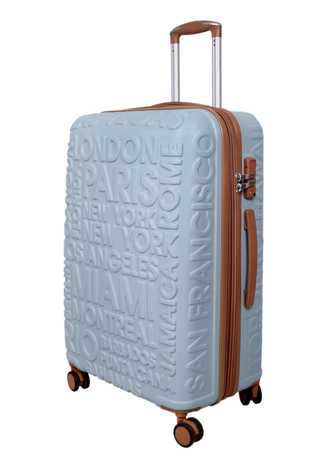 it luggage-Destinations-Pearl Blue-Large-28 inches-Expandable Hardsided Suitcase Travel Bag 8 Wheel Trolley Bag with TSA Lock & Wet Pouch Inside
