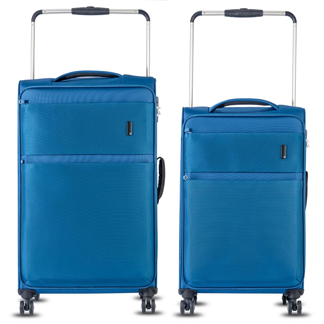 it luggage World's Lightest Luggage-Debonair-Two Tone Blue -Set of 2- Large & Medium-80cm & 70cm Softsided Suitcase Check-in Luggage 8 Wheel Trolley Bag with TSA Lock & Wet Pouch Inside
