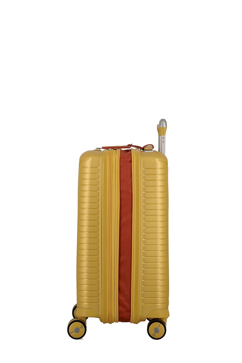EVAE EV20 Metallic Yellow-Cabin-55cm Expandable Hardsided 8 Wheel Luggage with TSA Lock, Shoe Pouch, Wet Pouch, Laundry Bag and Silicone Name tag