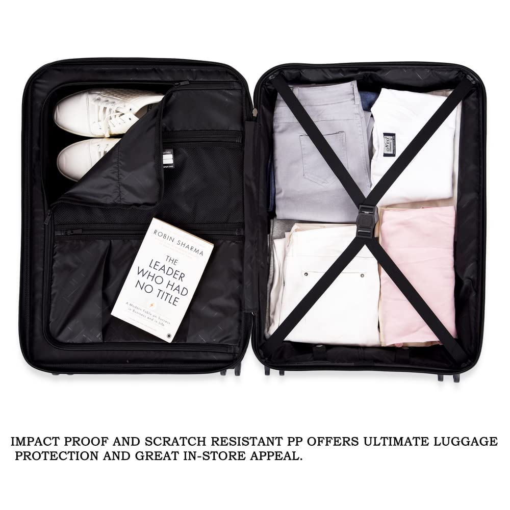 it luggage Momentous Black Set of 2-24 & 20 inches Cabin with Padded Laptop Section & Medium Expandable Polypropylene Hardsided with TSA Lock & Wet Pouch Inside 8 Wheel Trolley Bag