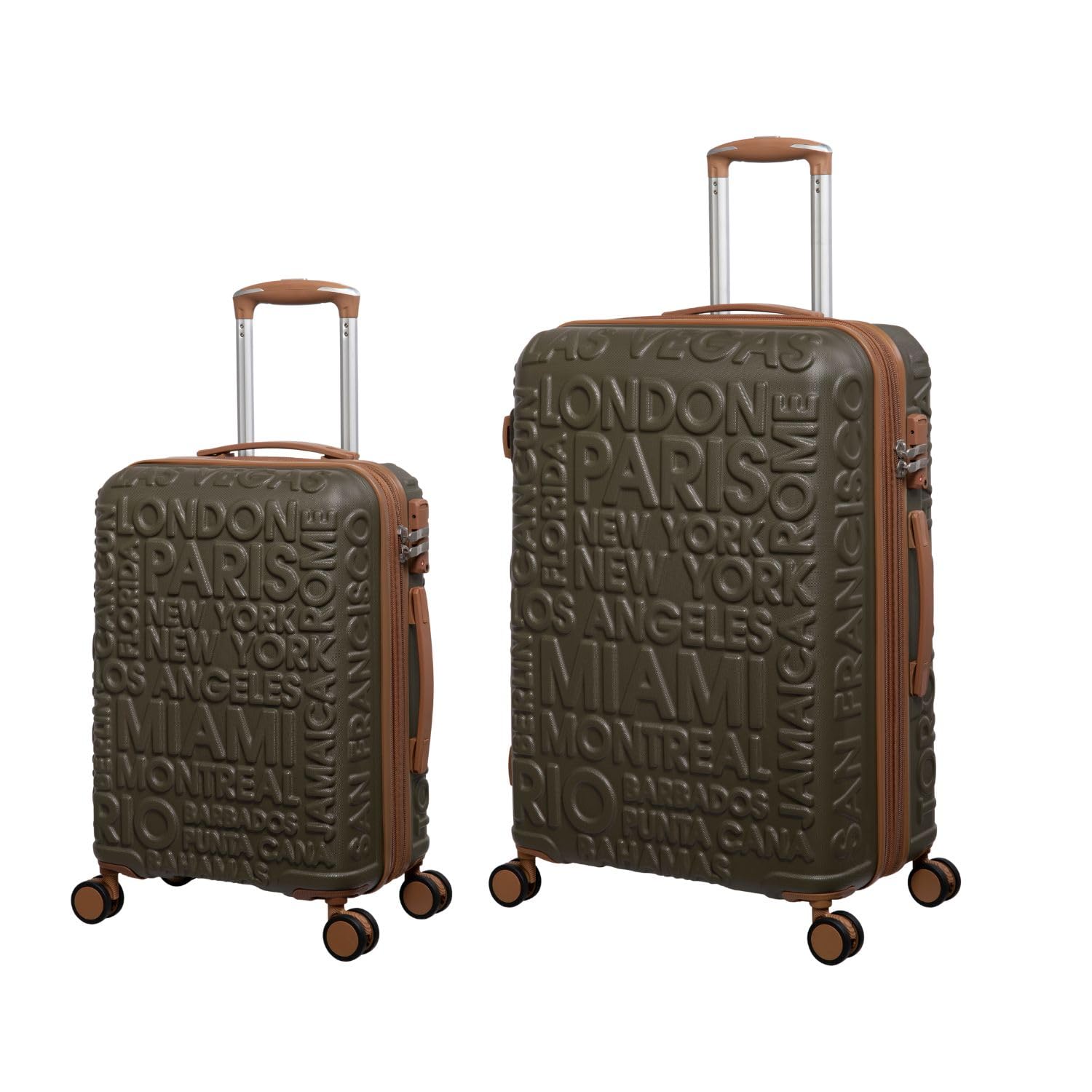 it luggage-Destinations-Dark Olive-Set of 2- Medium & Cabin-24 & 20 inches-Expandable Hardsided Suitcase Travel Bag 8 Wheel Trolley Bag with TSA Lock & Wet Pouch Inside