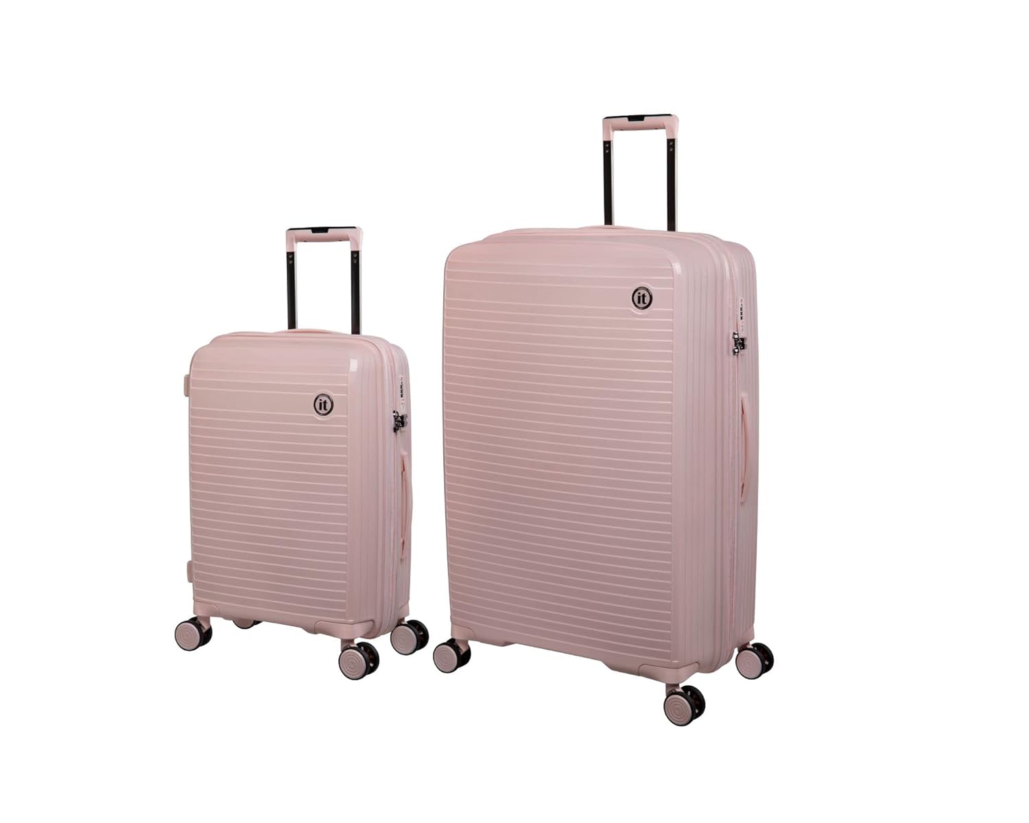 it luggage Spontaneous Soft Pink Set of 2- Large & Cabin-28 & 20 inches Expandable Anti-Theft Zipper Polypropylene Hardsided with TSA Lock 8 Wheel Trolley Bag