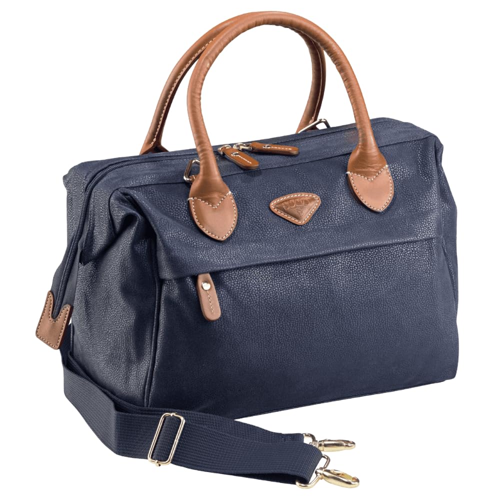 JUMP Uppsala Beauty Doctor Vanity Bag-Navy Blue-Cabin-32 cms Polysuede Material with Leather Trimmings Carry-on Fashion Cosmetic Travel Bag