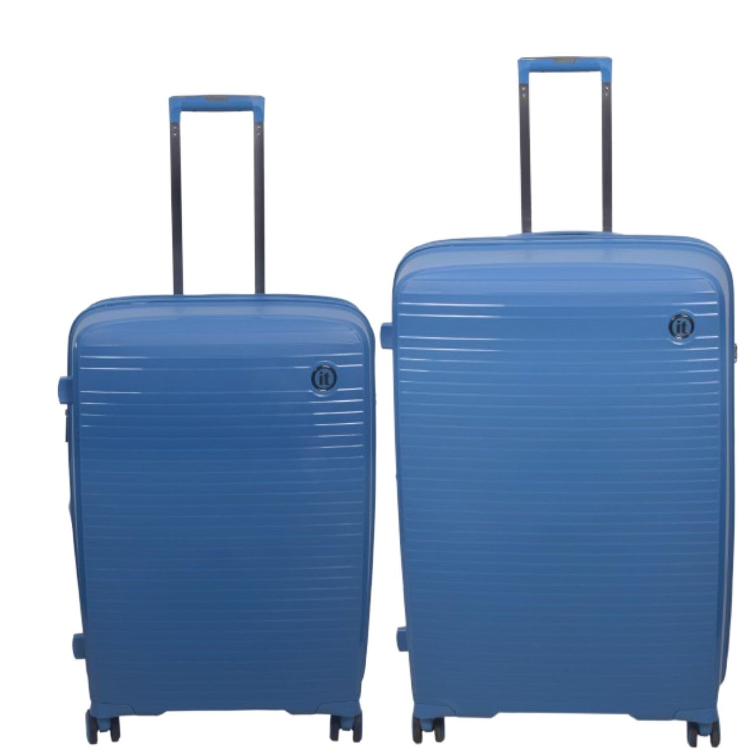 it luggage Spontaneous Blue Set of 2-Large & Medium-28 & 24 inches Check-in Luggage Expandable Anti-Theft Zipper Polypropylene Hardsided with TSA Lock 8 Wheel Trolley Bag