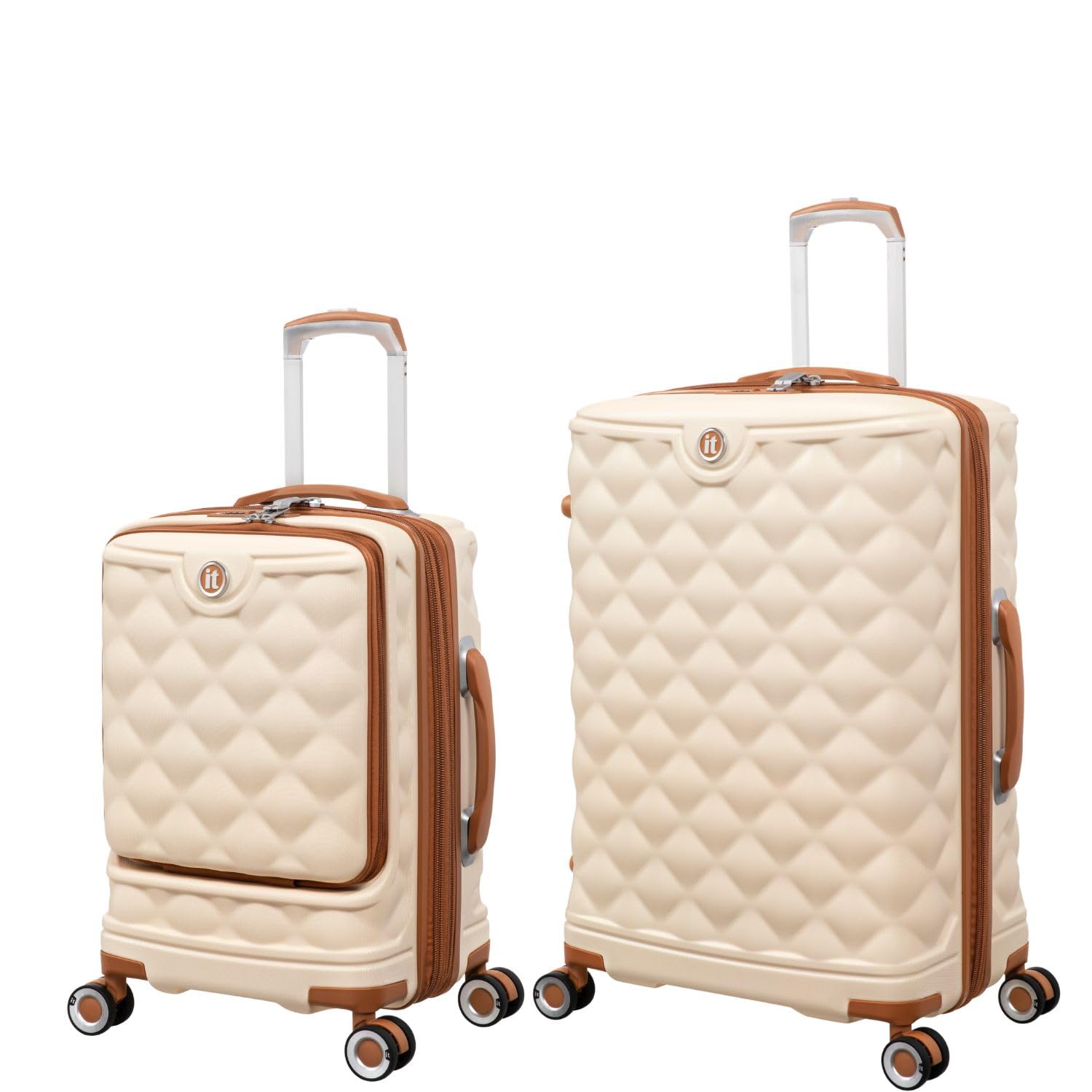 it luggage-Indulging-Cream-Set of 2-24 & 20 inches-Medium & Cabin-Expandable Hard Case Beautiful Interior Cabin with Laptop Section & Check-in Luggage 8 Wheel Trolley Bag