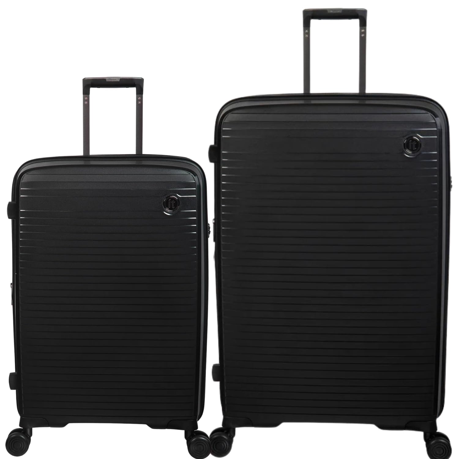 it luggage Spontaneous Black Set of 2-Large & Medium-28 & 24 inches Check-in Luggage Expandable Anti-Theft Zipper Polypropylene Hardsided with TSA Lock 8 Wheel Trolley Bag