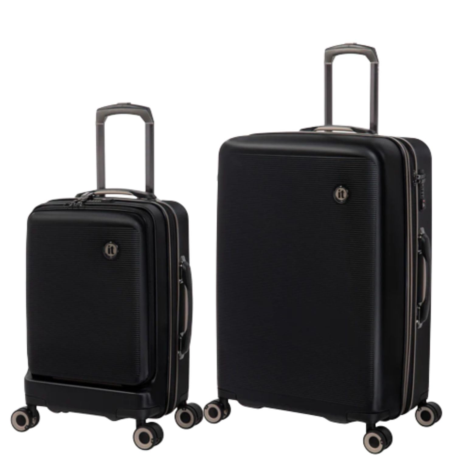it luggage Rapidity Black-Set of 2-28 & 20 inches-Cabin with Padded Laptop Section & Large Expandable Polycarbonate Hard Case 8 Wheel Trolley Bag with TSA Lock & Wet Pouch Inside