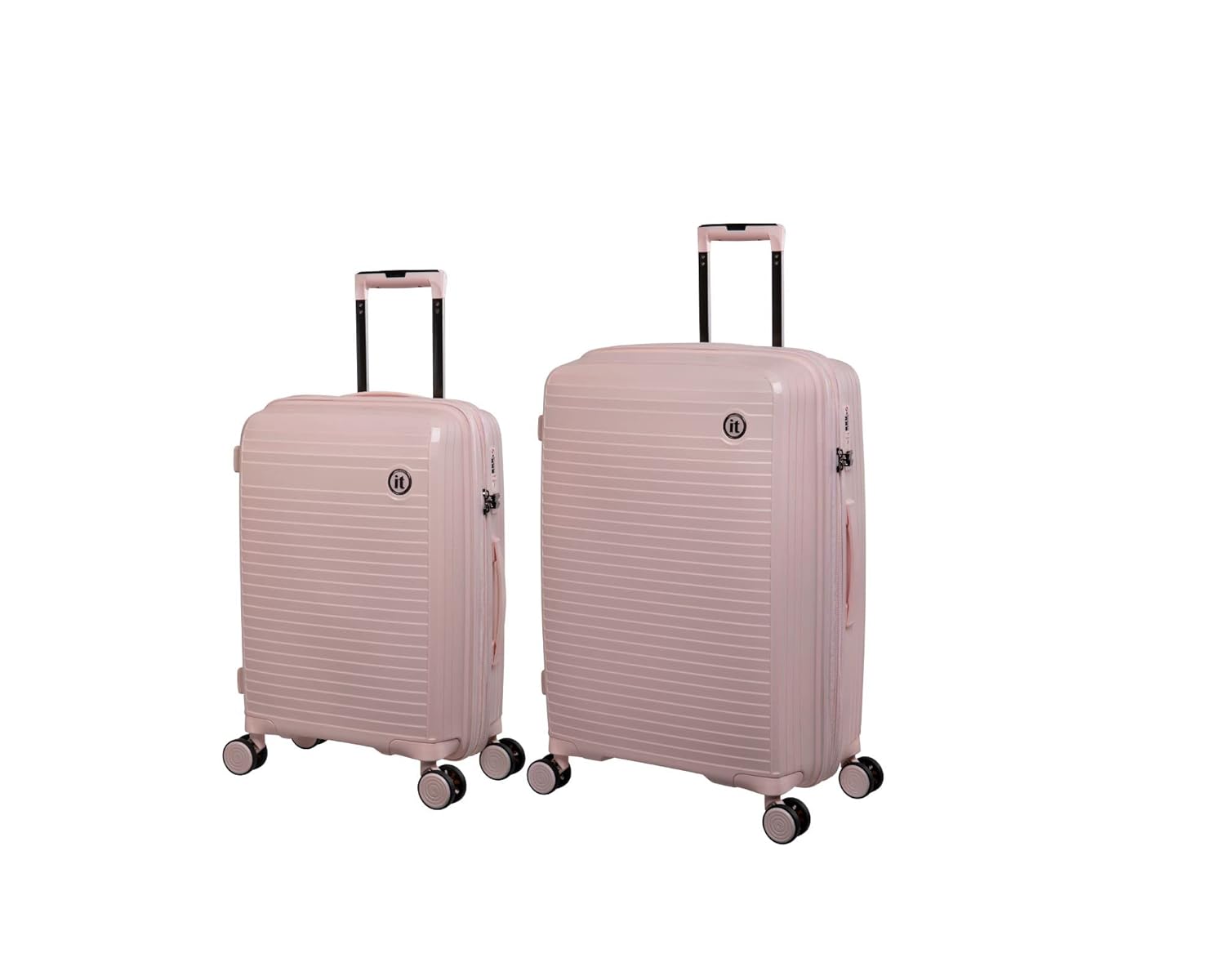 it luggage Spontaneous Soft Pink Set of 2- Medium & Cabin-24 & 20 inches Expandable Anti-Theft Zipper Polypropylene Hardsided with TSA Lock 8 Wheel Trolley Bag