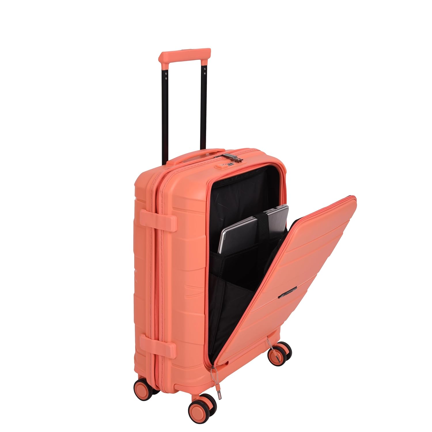 it luggage-Momentous-Fusion Coral PP Hardsided Fashion Luggage Cabin Trolley with Padded Laptop Section with TSA Lock & Wet Pouch Inside 8 Wheel Trolley Bag