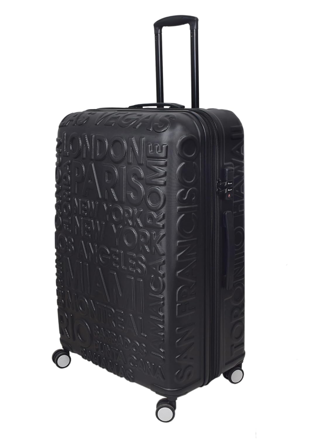 it luggage-Destinations-Black-Medium-24 inches-Expandable Hardsided Suitcase Travel Bag 8 Wheel Trolley Bag with TSA Lock & Wet Pouch Inside