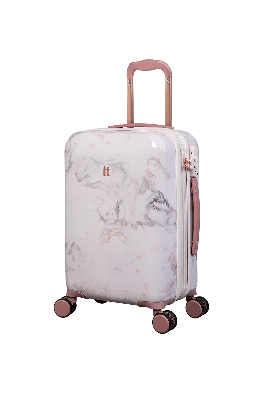 it luggage Sheen -Marmo Rose-Marble Effect Cabin-20 inches Polycarbonate Hardsided Suitcase Travel Bag 8 Wheel Trolley Bag with TSA Lock-54.5 cm