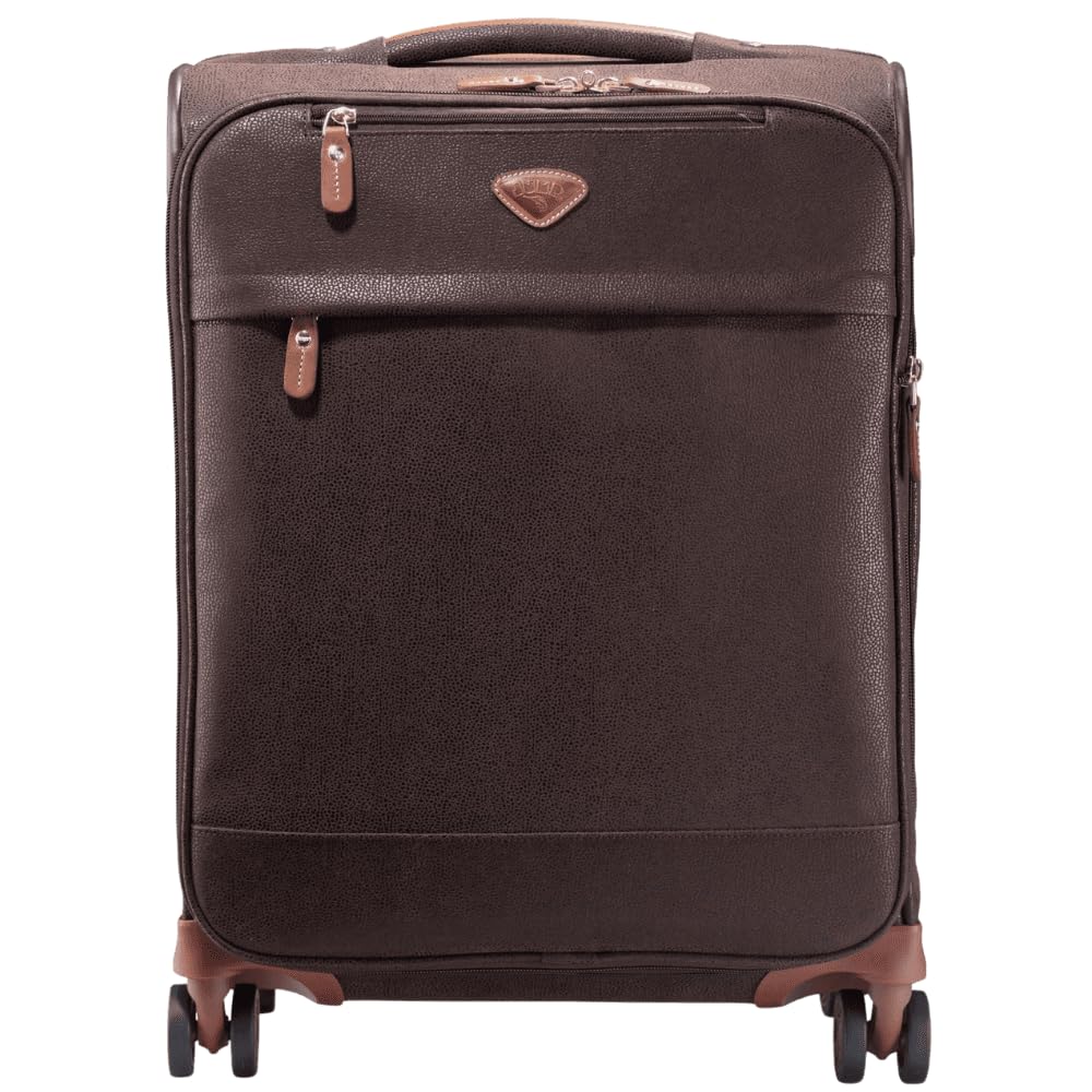 Uppsala Trolley Bag-Chocolate Brown-Cabin-20 inches Expandable Polysuede Material with Leather Trimmings Softsided Carry-on 8 Wheels Travel Bag Fashion Bag for Men and Women
