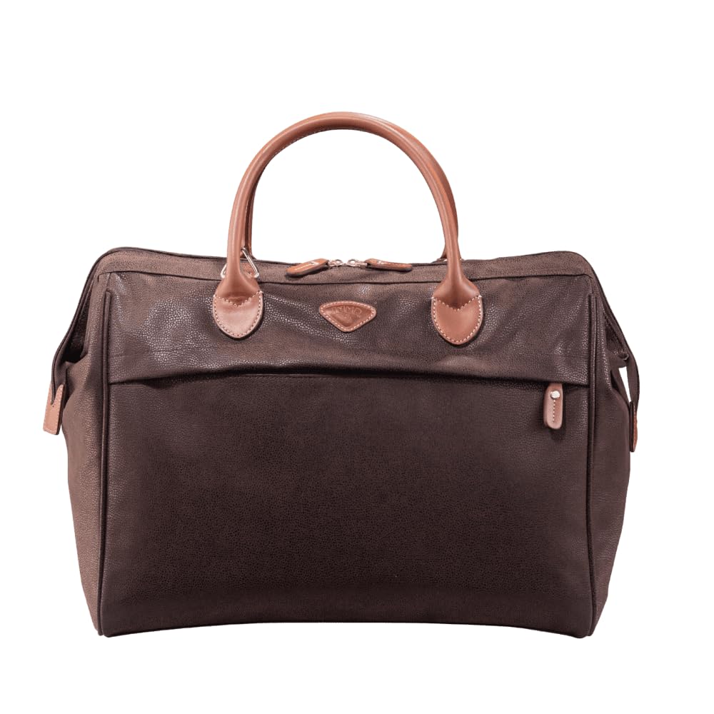 Uppsala Doctor Duffle Bag-Chocolate Brown-Cabin-50 cms Polysuede Material with Leather Trimmings Carry-on Fashion Travel Bag for Men and Women