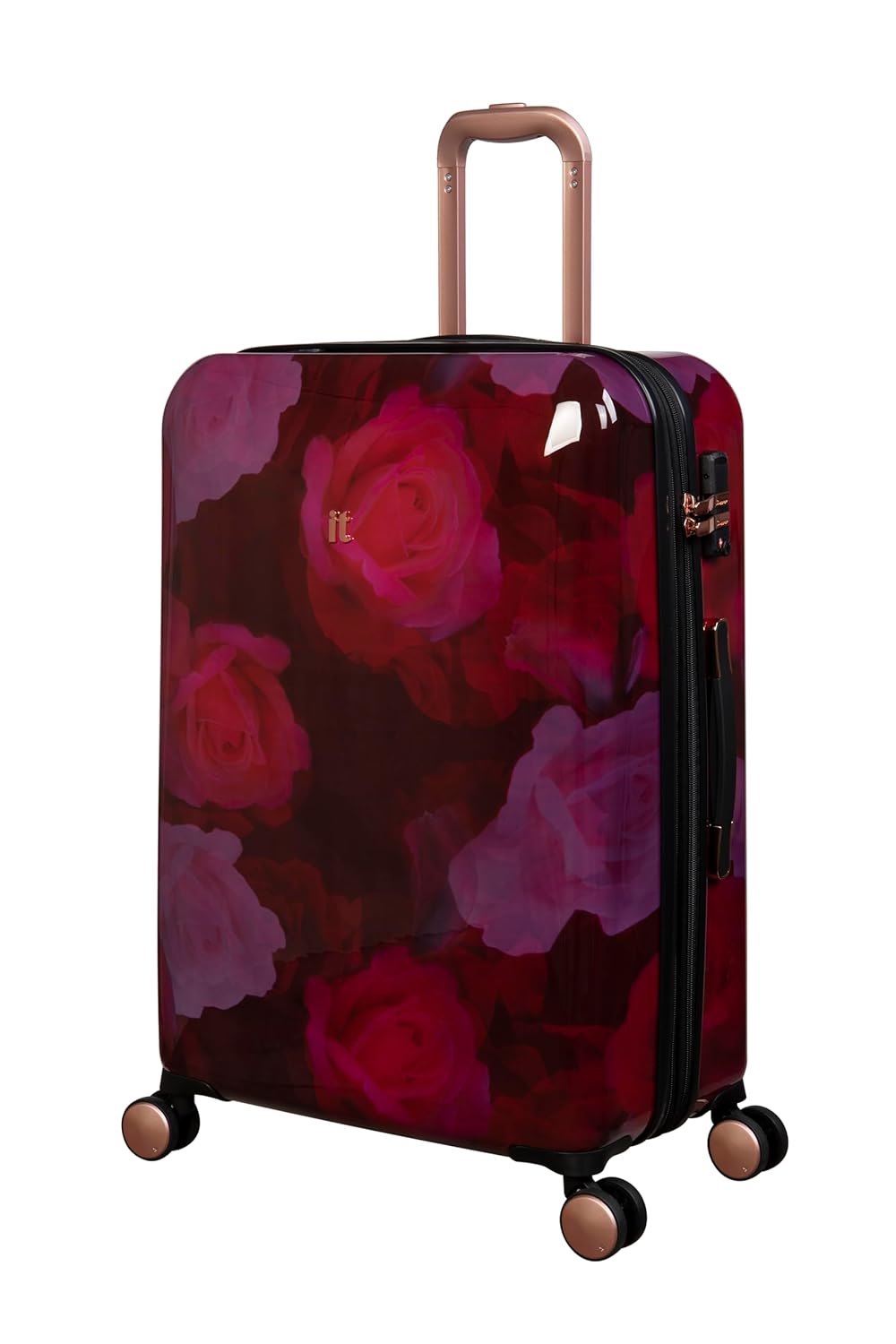 it luggage-Sheen- Maxy Rose Red-Medium-24 inches-Check-in Bag-Expandable-Fashion Luggage-Hardsided-PC-with TSA Lock 8 Wheel Trolley Bag