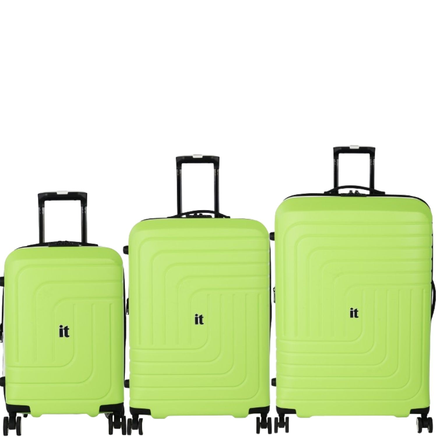it luggage-Convolved-Blue Lime-Set of 3-Large,Medium & Small-28,24 & 20 inches-Expandable Hardsided Suitcase Travel Bag 8 Wheel Trolley Bag with Wet Pouch & TSA Lock-80cm,70cm,54cm