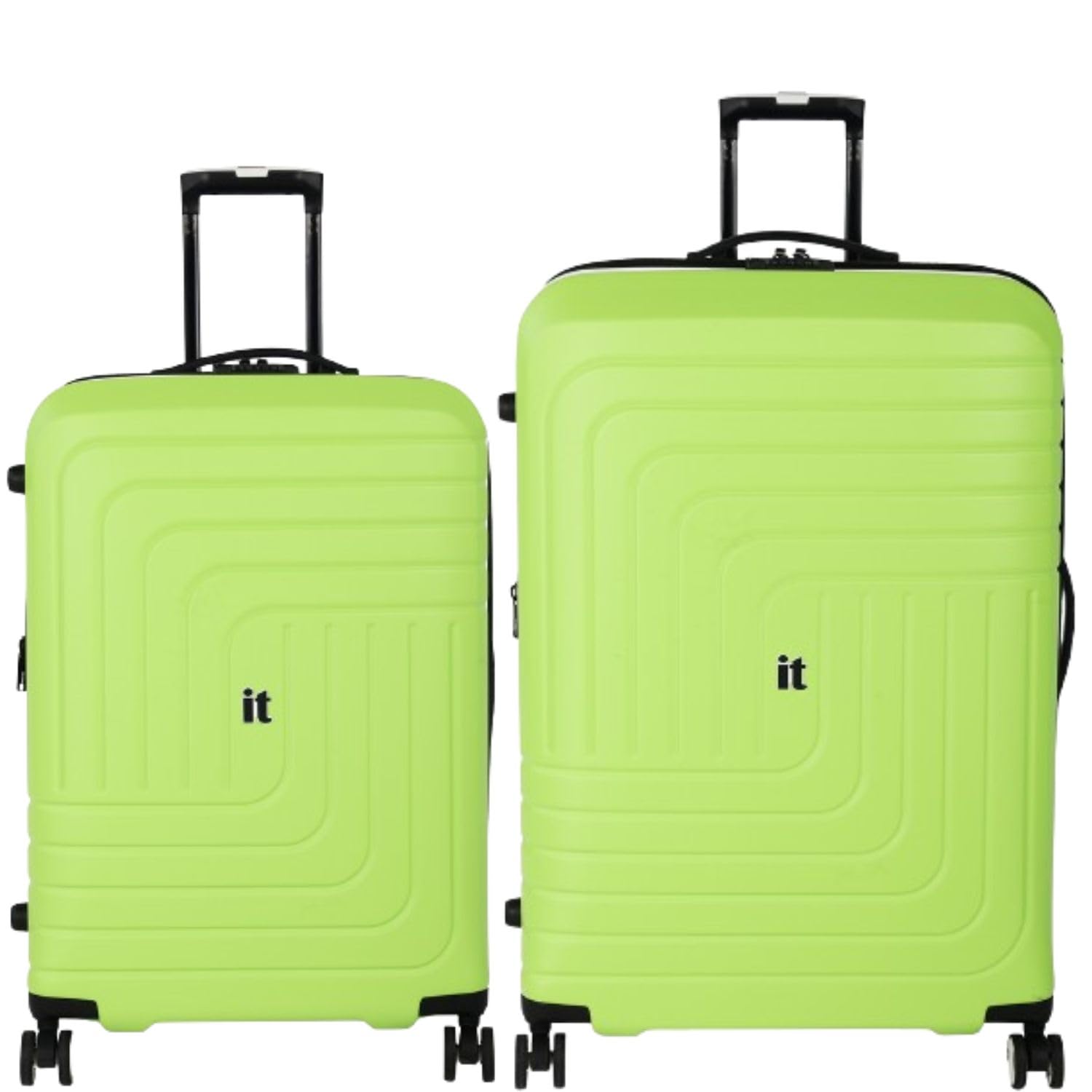 it luggage-Convolved-Blue Lime-Set of 2-Large & Medium-28 & 24 inches-Expandable Hardsided Suitcase Travel Bag 8 Wheel Trolley Bag with Wet Pouch & TSA Lock-70cm,80cm