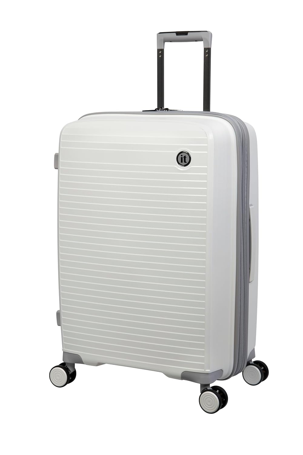 it luggage Spontaneous White Medium-24 inches Check-in Luggage Expandable Anti-Theft Zipper Polypropylene Hardsided with TSA Lock 8 Wheel Trolley Bag
