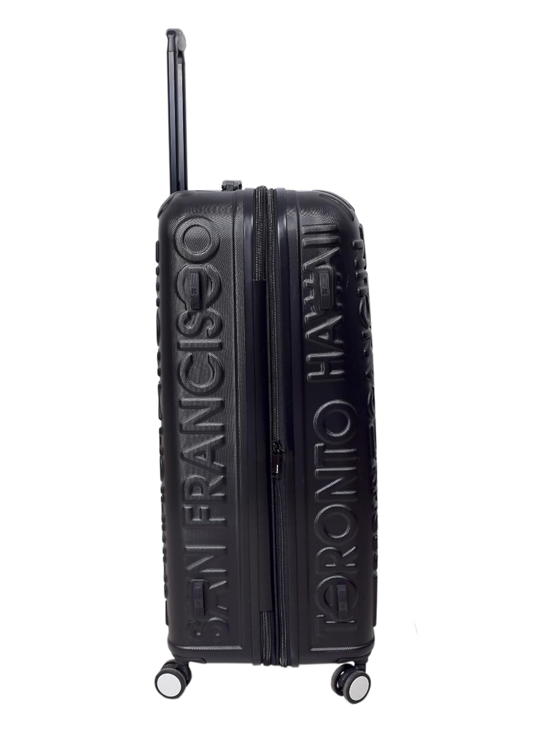 it luggage-Destinations-Black-Cabin-20 inches-Expandable Hardsided Suitcase Travel Bag 8 Wheel Trolley Bag with TSA Lock & Wet Pouch Inside