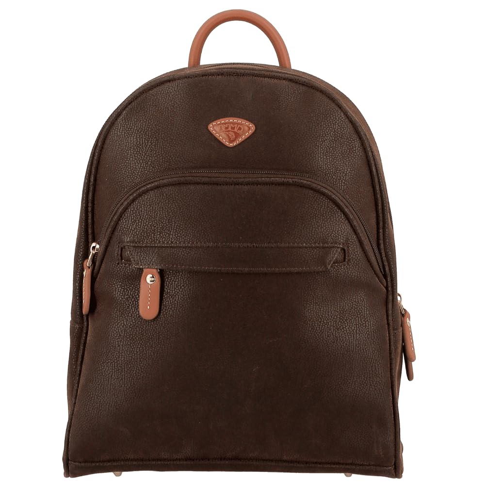 JUMP Uppsala Teardrop Backpack with Back Padded Pocket for Tablet-Chocolate Brown-33 cms Polysuede Material with Leather Trimmings Fashion Bag for Men and Women