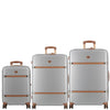 Cassis Riviera-Silver-Set of 3-Large, Medium, Cabin-77,66,55cm Eco Responsible Expandable Hardsided 8 Wheel Luggage with TSA Lock, Anti-Theft Zipper, Name Tag and Luxury Bag Cover
