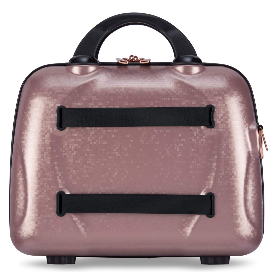 Vanity Case-Sparkle-Pink-13.8 Inches Fashion Handbag for Women Hardsided Polycarbonate Make up Box Cosmetic Bag -35Cm