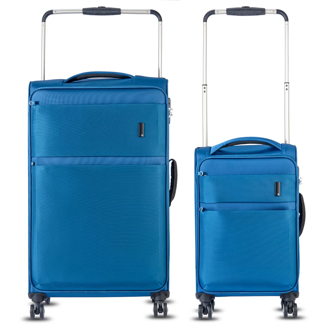 it luggage| World's Lightest Luggage-Debonair- Two Tone Blue- Set of 2- Large & Small-80cm & 54cm-Softsided Suitcase-Cabin & Check-in Luggage|8 Wheel Trolley Bag