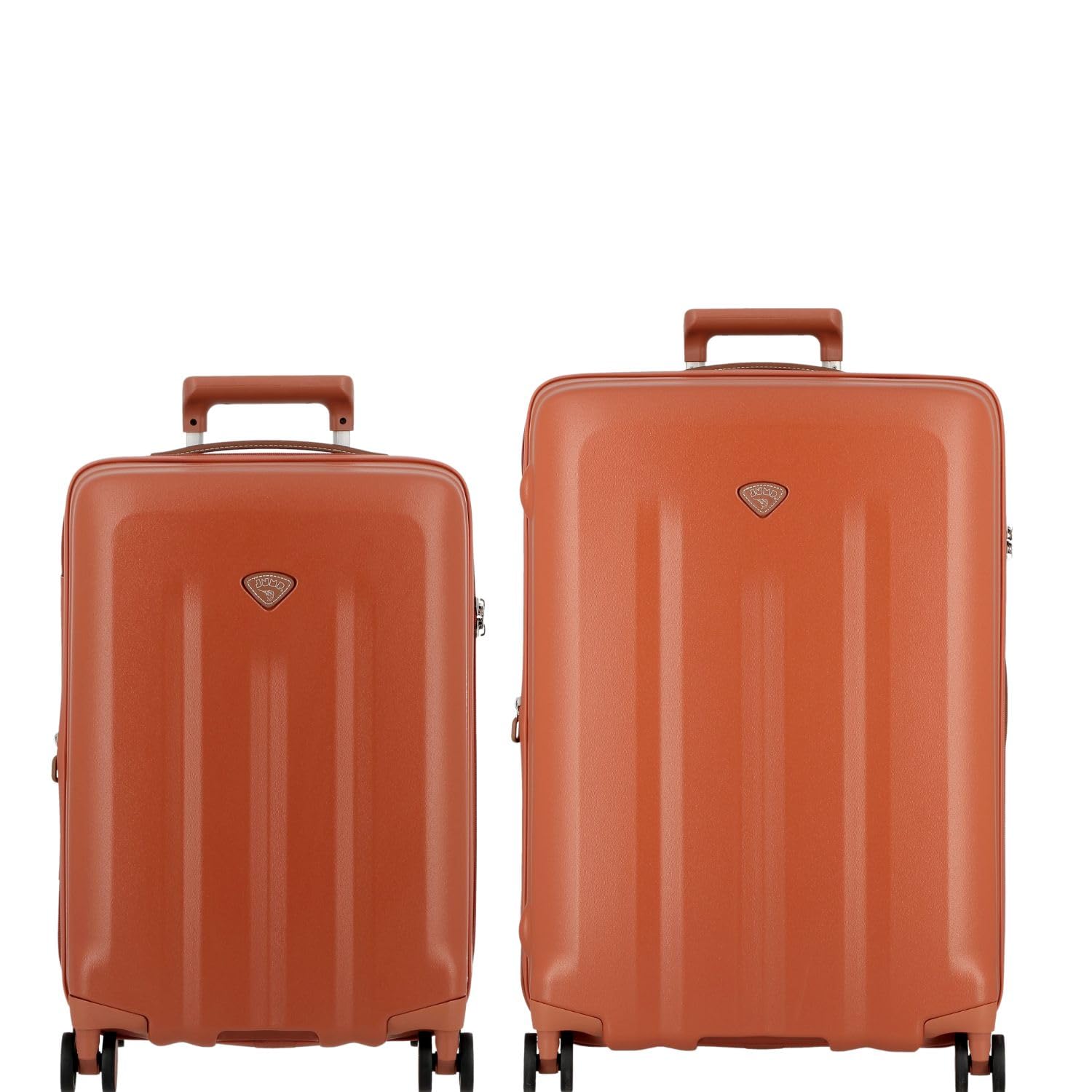 JUMP Uppsala Rigid-Terracota-Set of 2- Medium & Cabin-69,55 cm Expandable Hardsided 8 Wheel Luggage with TSA Lock, Anti-Theft Zipper, Name Tag with Luggage Cover