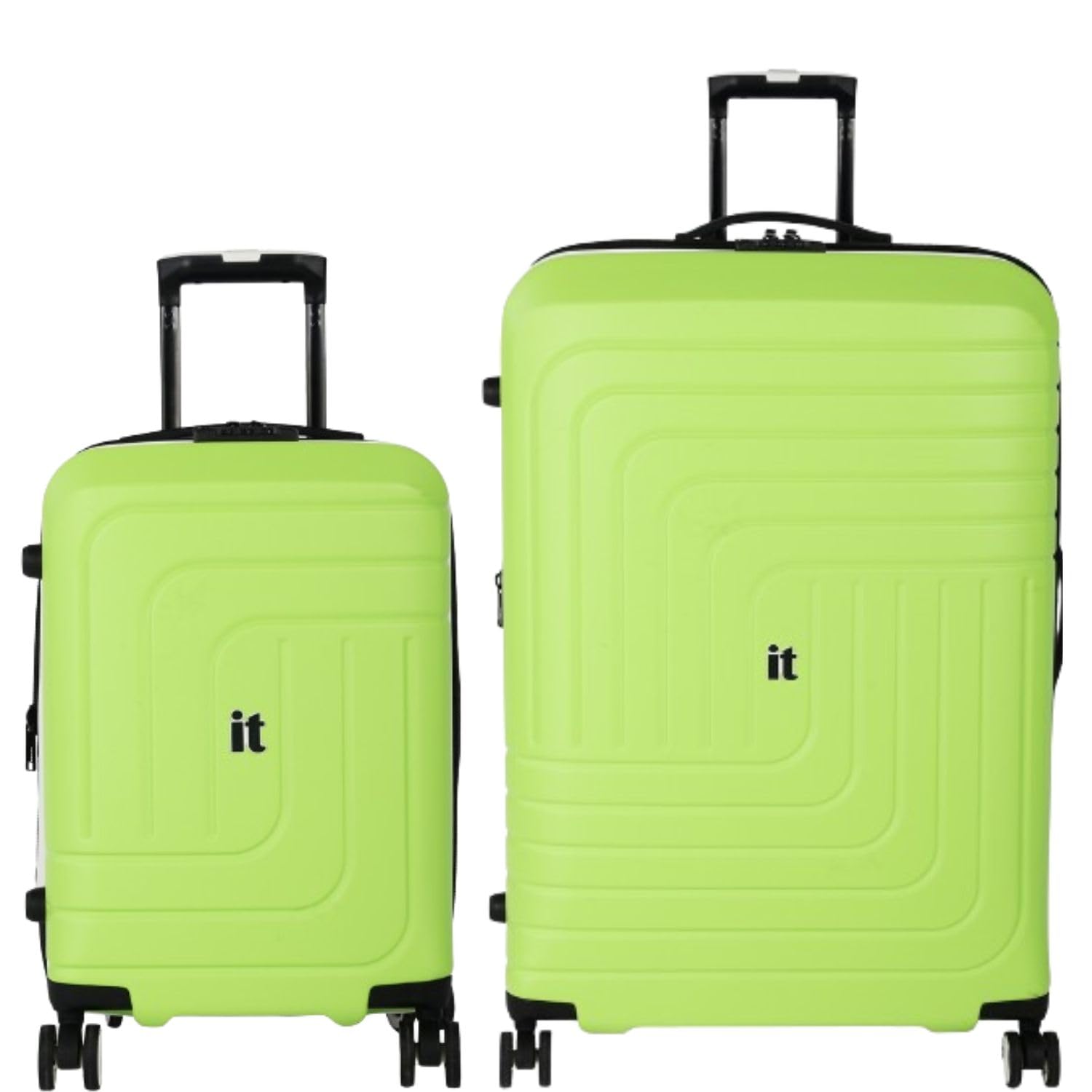 it luggage-Convolved-Blue Lime-Set of 2- Large & Cabin-28 & 20 inches-Expandable Hardsided Suitcase Travel Bag 8 Wheel Trolley Bag with Wet Pouch & TSA Lock-80cm,54cm