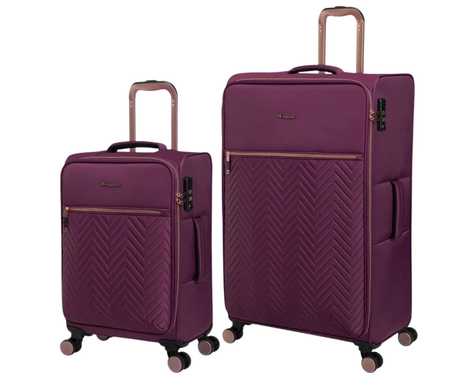 it luggage Bewitching-Purple-Set of 2-Large & Cabin-28,20 inches-Expandable Soft case 8 Wheel Trolley Bag with Shoe Pouch & Wet Pouch Cabin & Check-in Luggage-81cm,56cm