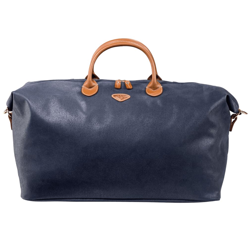 Uppsala Weekend Travel Duffle Bag-Navy-Cabin-50 cms Polysuede Material with Leather Trimmings Light Weight Fashion Travel Bag for Men and Women