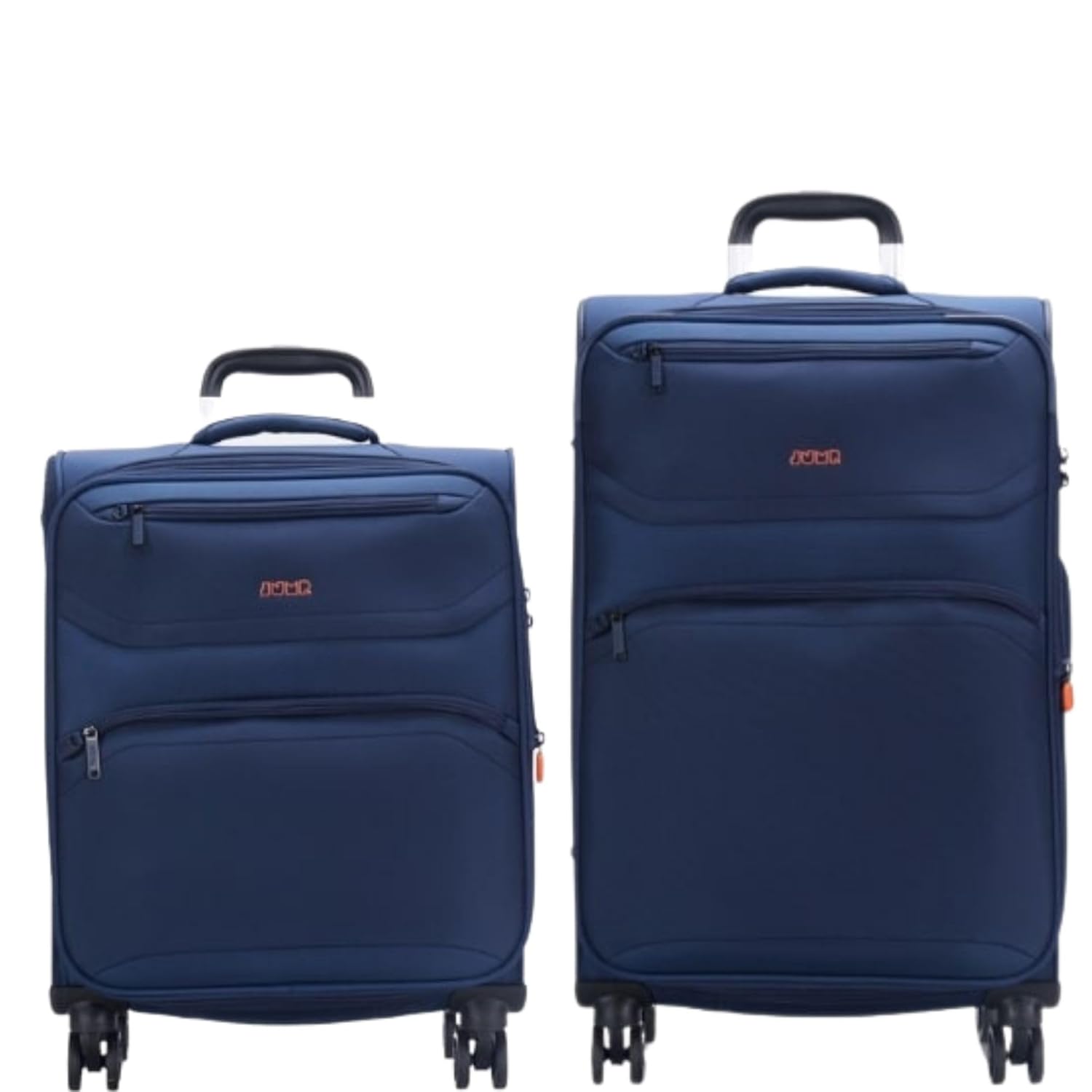 JUMP Moorea 2 Set of 2- Navy Blue-Medium & Cabin- 66, 55 cm Expandable Softsided Luggage with 8 Wheels and TSA Lock