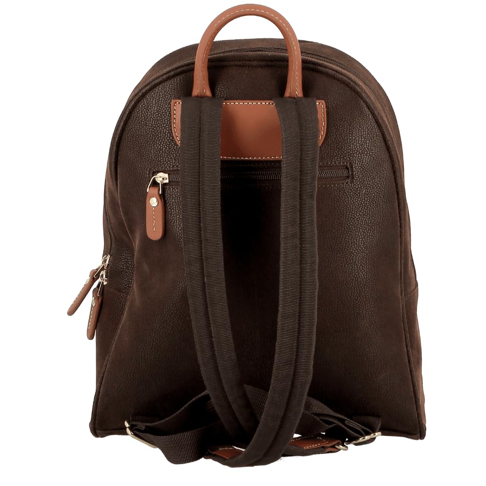 JUMP Uppsala Teardrop Backpack with Back Padded Pocket for Tablet-Chocolate Brown-33 cms Polysuede Material with Leather Trimmings Fashion Bag for Men and Women