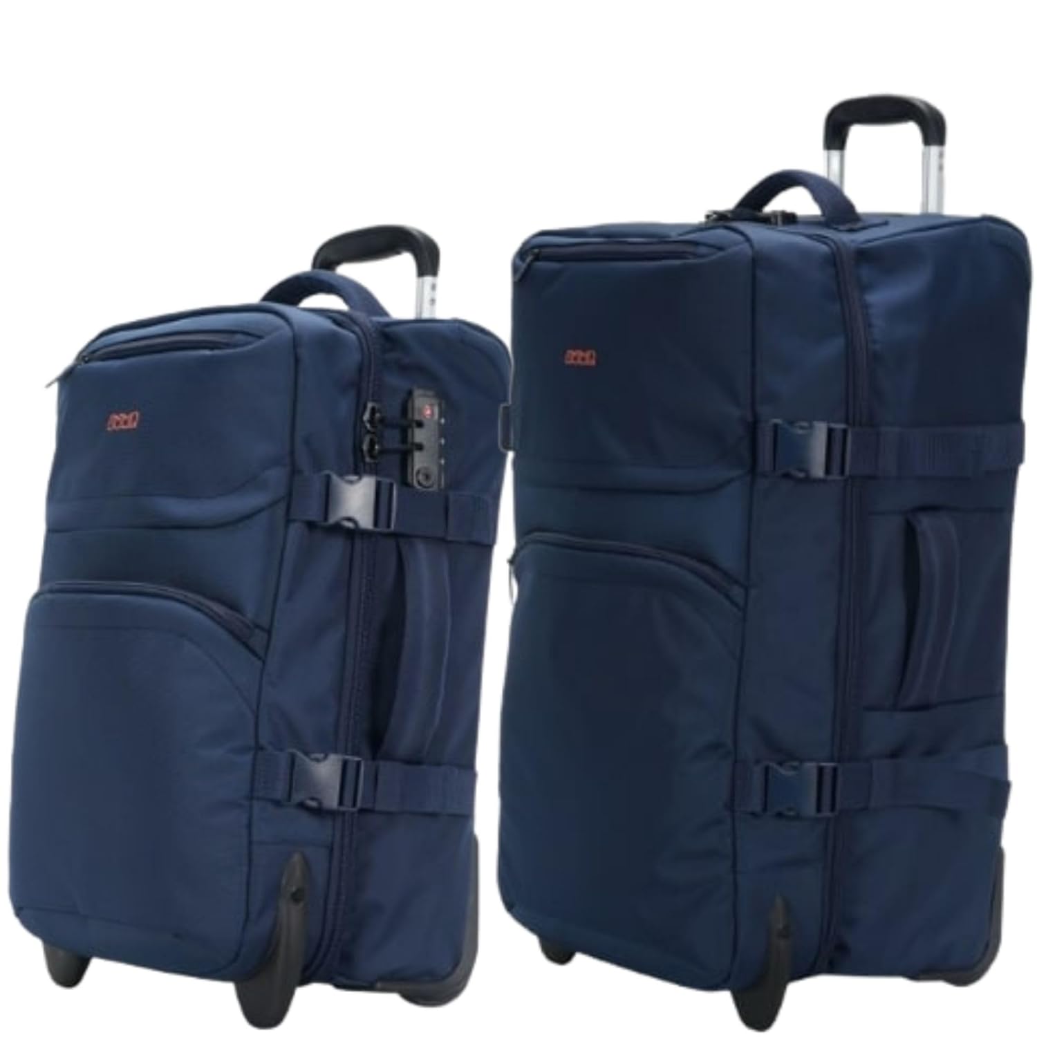 JUMP Moorea 2 Navy Blue -Set of 2- Rolling Duffle Bag Medium & Cabin-67,50cm Softsided 2 Wheel Luggage Trolley with TSA Lock