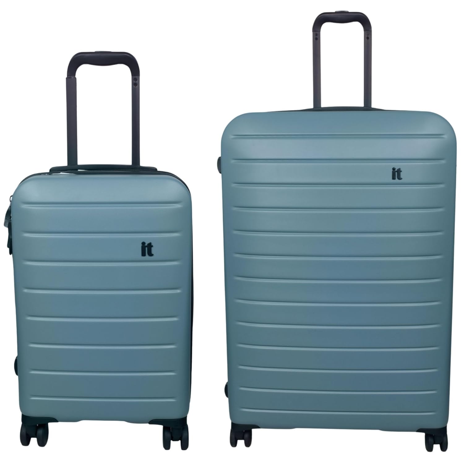 it luggage Legion Smoke Blue- Set of 2- Large & Cabin -80, 54 cms Expandable Hardsided 8 Wheel Trolley Luggage with TSA Lock