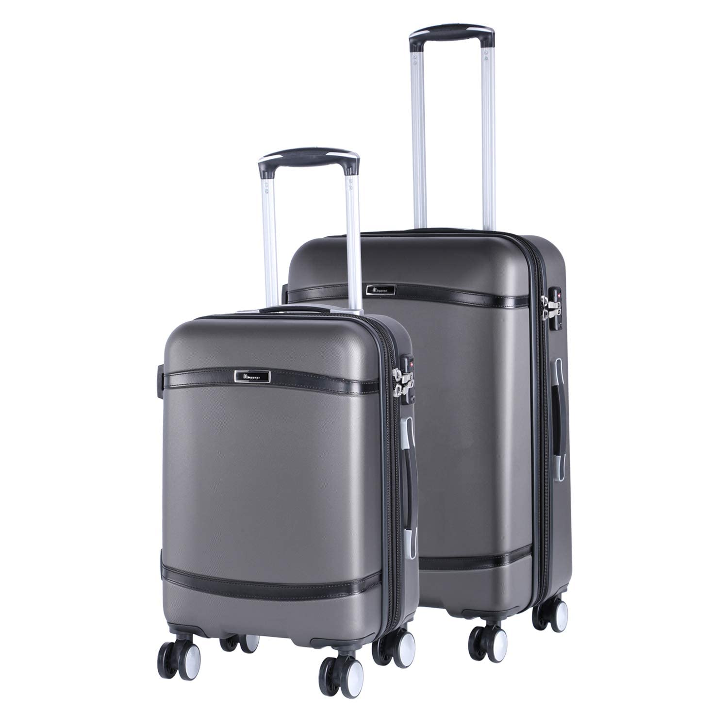 it luggage |Quaint Advent-Dark Grey with Black Trim| Combo- Medium & Cabin-70 cm,55cm| Luggage Trolley with Shoe Pouch & Wet Pouch|Hardsided-Cabin & Check- in Suitcase |Expandable |8 Wheel Trolley Bag