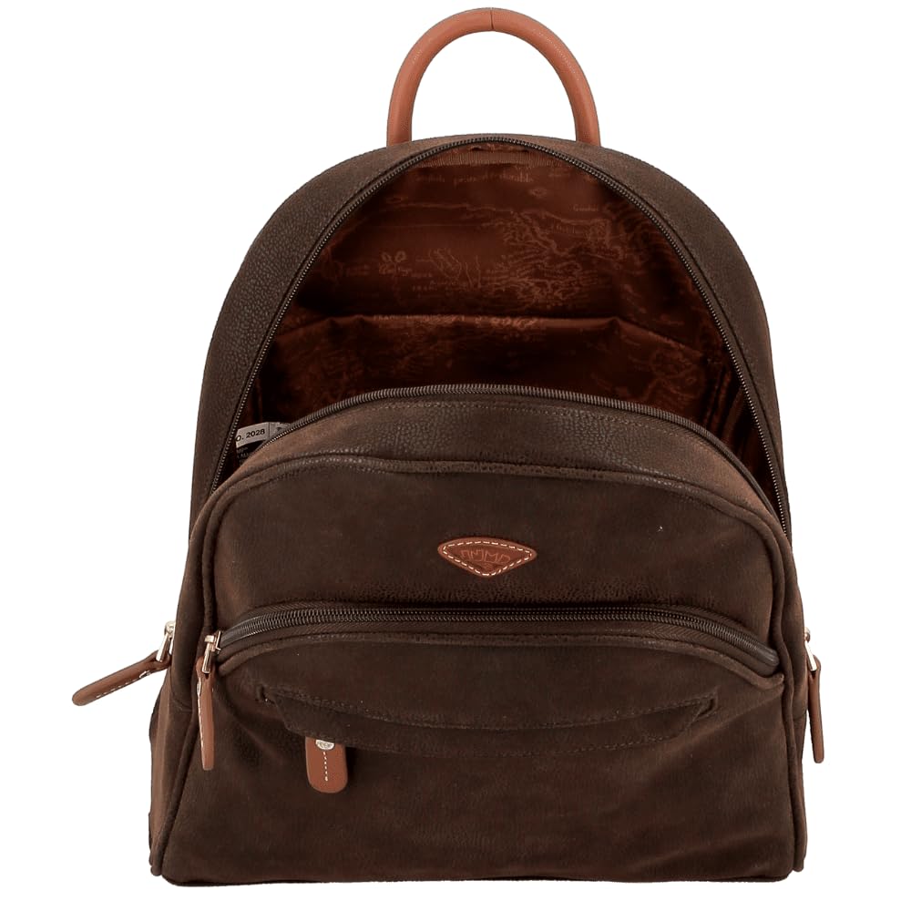 JUMP Uppsala Teardrop Backpack with Back Padded Pocket for Tablet-Chocolate Brown-33 cms Polysuede Material with Leather Trimmings Fashion Bag for Men and Women