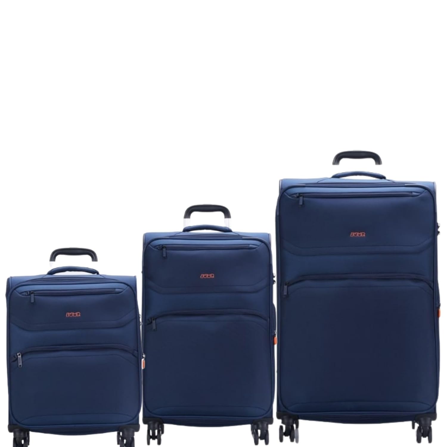 Moorea 2- Set of 3- Navy Blue-Large, Medium, Cabin-76, 66, 55 cm Expandable Softsided Luggage with 8 Wheels and TSA Lock