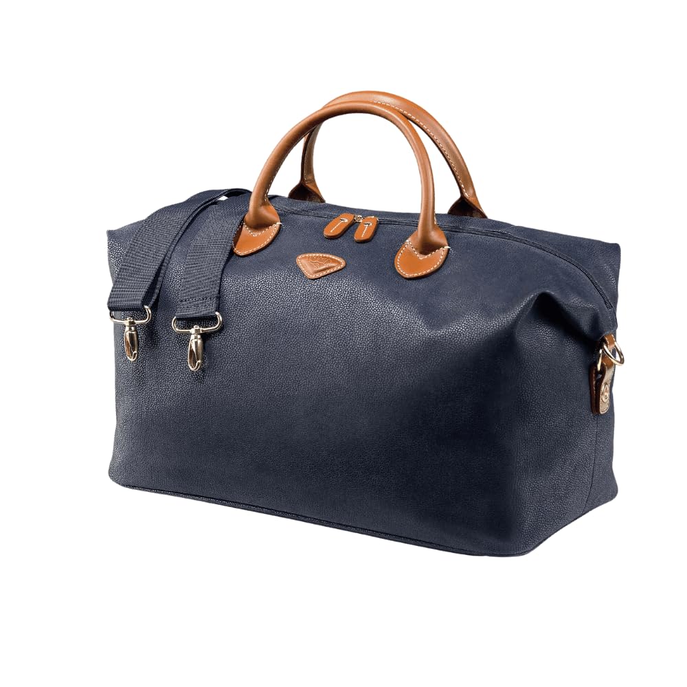 JUMP Uppsala Weekend Travel Duffle Bag-Navy-Cabin-45 cms Polysuede Material with Leather Trimmings Light Weight Fashion Travel Bag for Men and Women