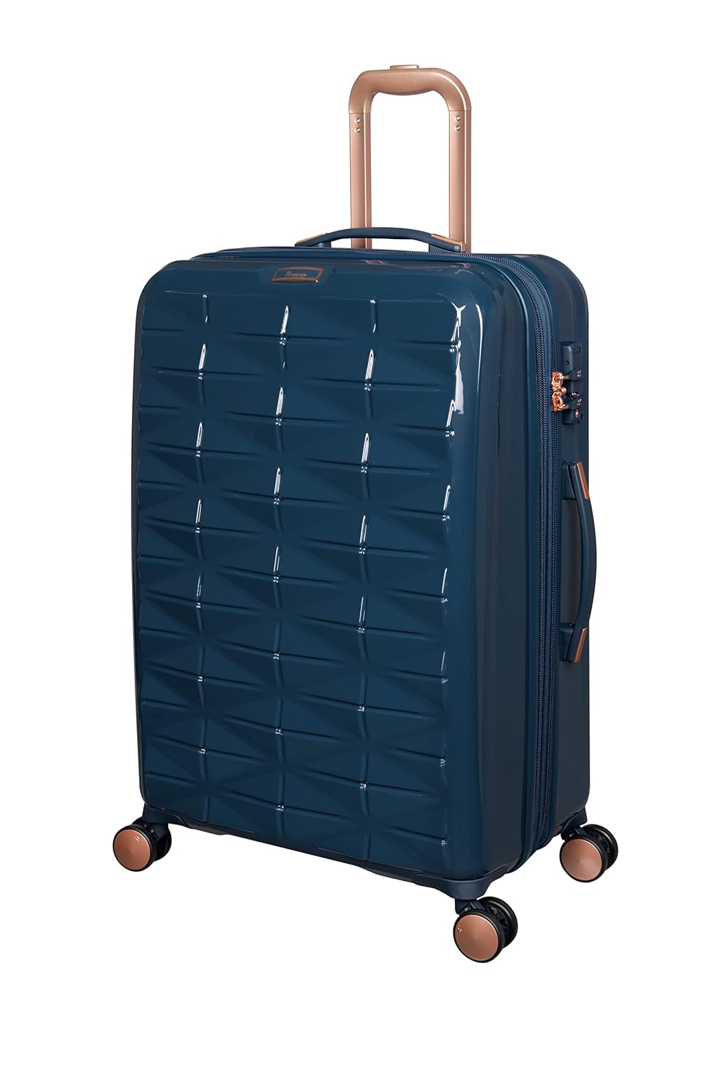 it luggage Certify Peacock Navy-Medium-24 inches Expandable PC Hardsided with TSA Lock 8 Wheel Trolley Bag