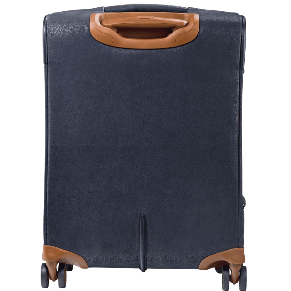 JUMP Uppsala Trolley Bag-Navy Blue-Cabin-20 inches Expandable Polysuede Material with Leather Trimmings Softsided Carry-on 8 Wheels Travel Bag Fashion Bag for Men and Women