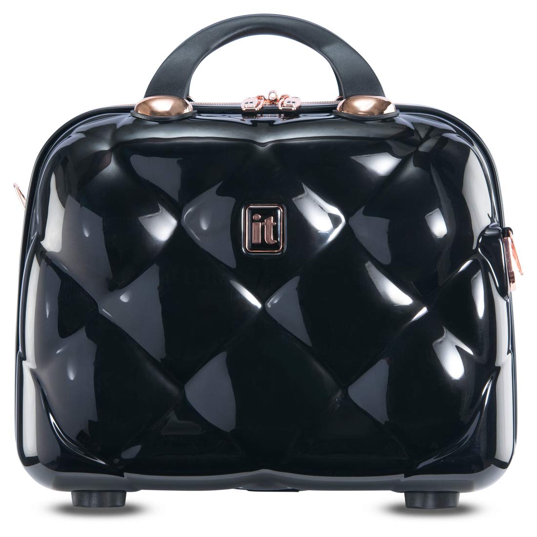 Vanity Case St Tropez -Black with Rose gold trimmings-14 inches Polycarbonate Hard sided Fashion Handbag for Women for Women-36cm Cosmetic Box