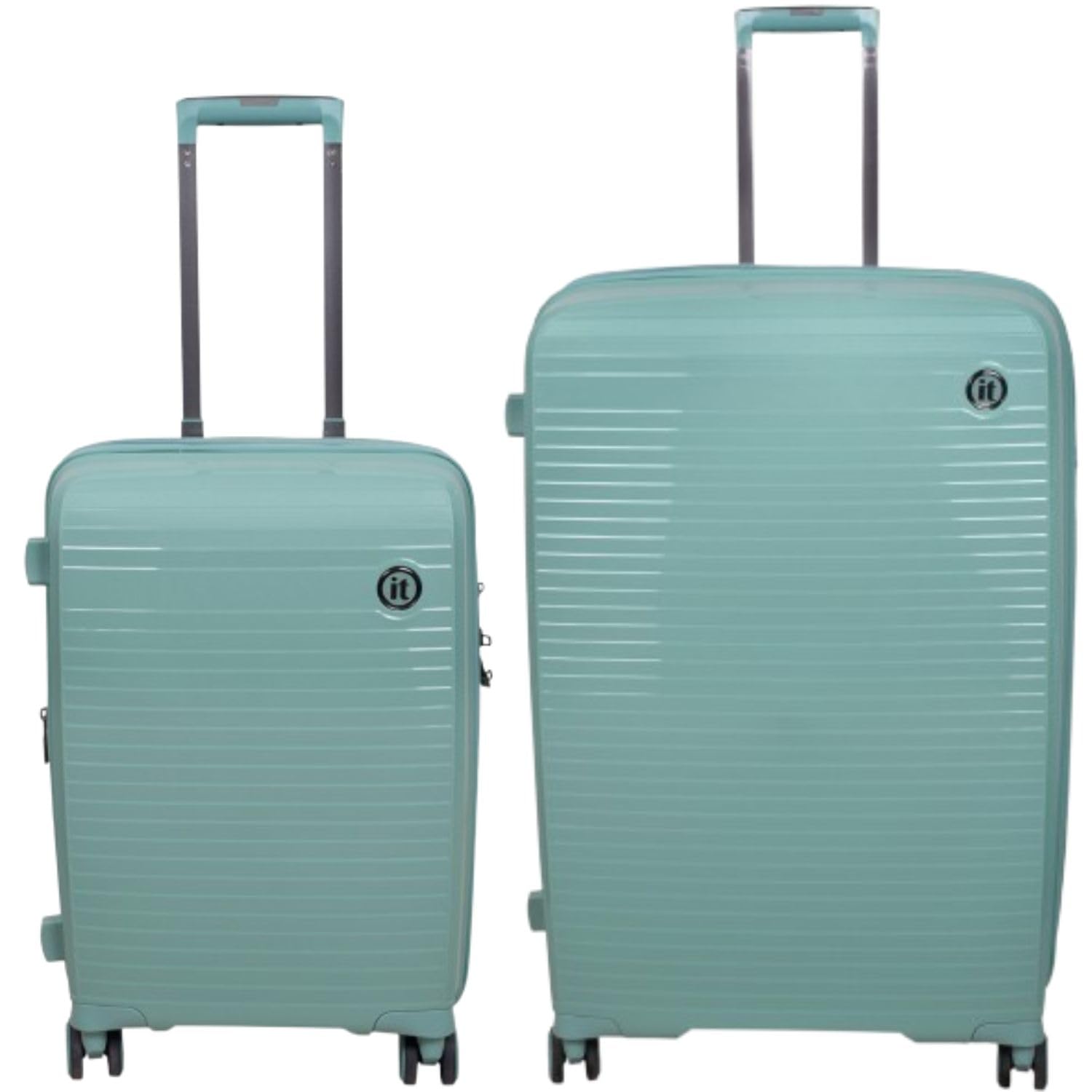it luggage Spontaneous Green Set of 2- Large & Cabin-28 & 20 inches Expandable Anti-Theft Zipper Polypropylene Hardsided with TSA Lock 8 Wheel Trolley Bag