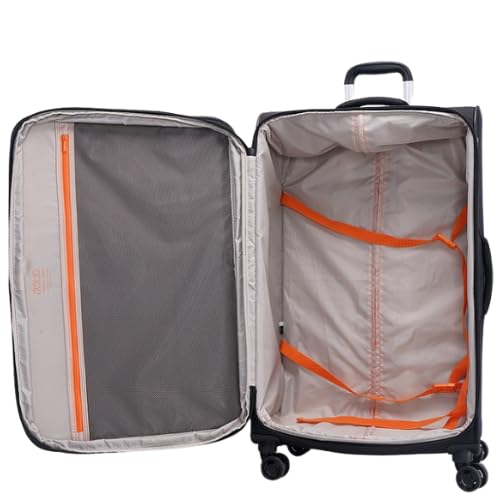JUMP Moorea MX04 Black Medium-66cm Softsided Expandable Luggage with 8 Wheels and TSA Lock