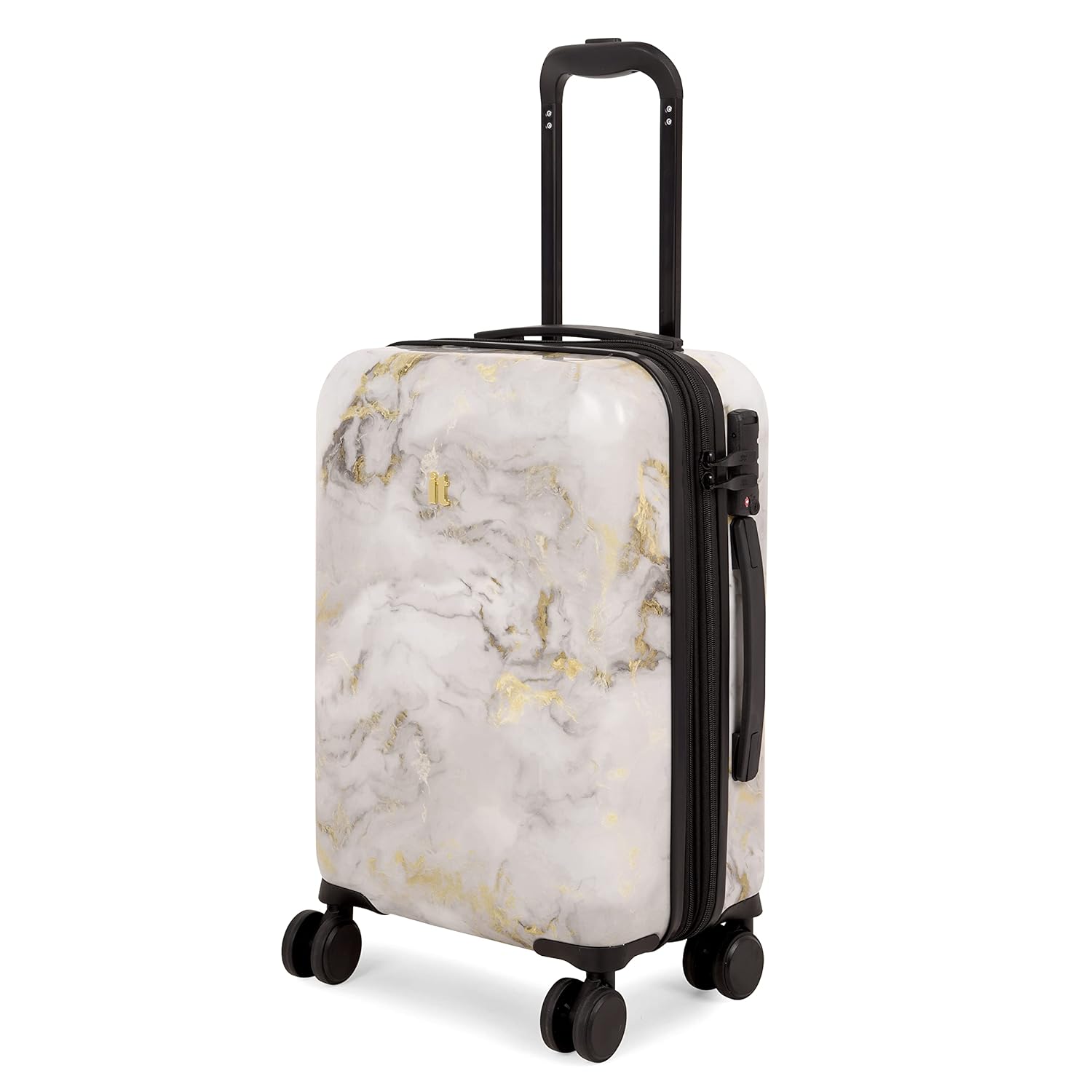 it luggage Sheen -Gold Grey Scale-Marble Effect Cabin-20 inches Expandable Polycarbonate Hardsided Suitcase Travel Bag 8 Wheel Trolley-54.5 cm